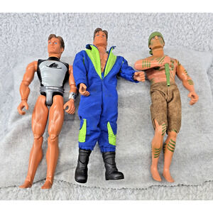 Vtg Max Steel & Action Man 12" Figures Lot of 3 Jungle Dart Hasbro